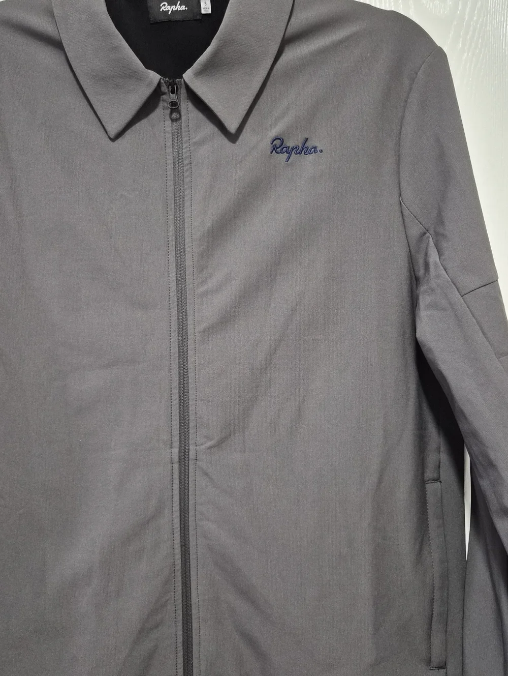 Rapha Mens Loopback Harrington Grey With Pink Lining Full Zip Jacket Size Small